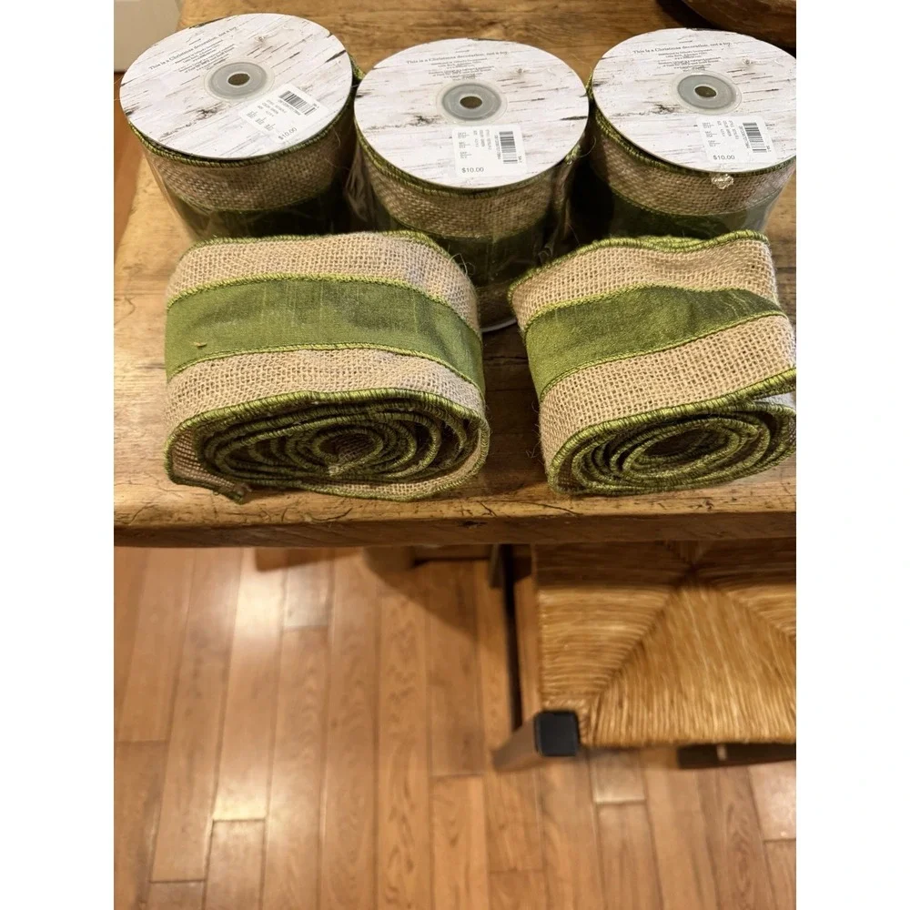 Dillard's Southern living Burlap Ribbon 4 In X 5 Yards Green Christmas Farm